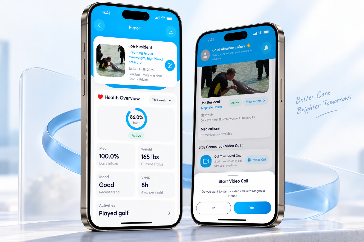 ResiCareHealth Family Member App Mobile Mockups