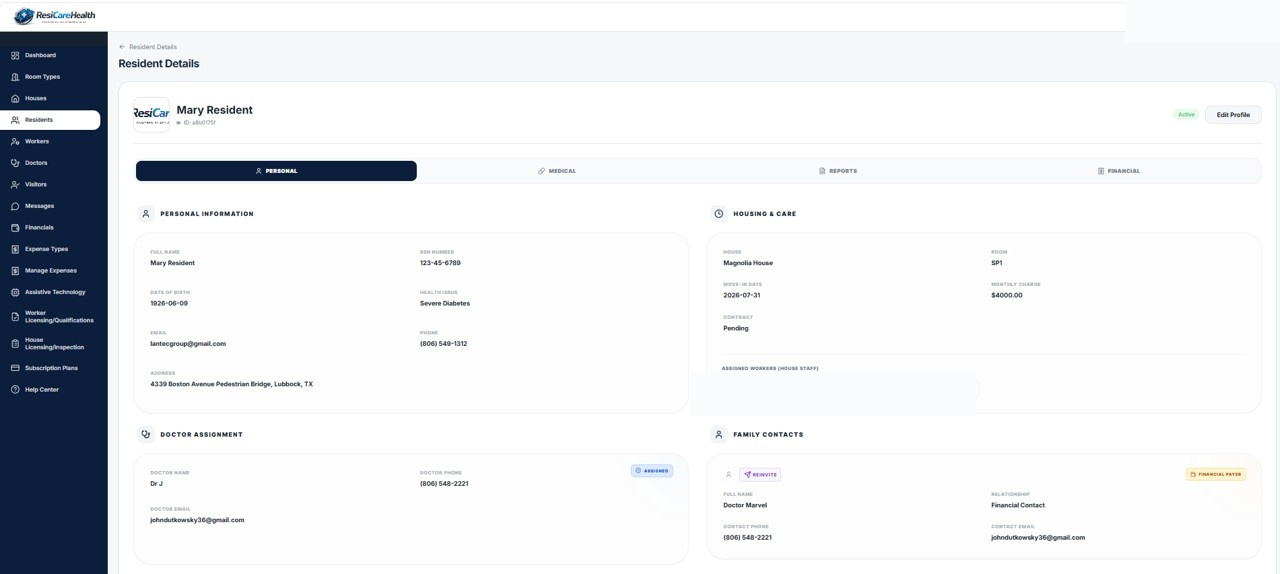 ResiCareHealth Resident Care & EMR Interface