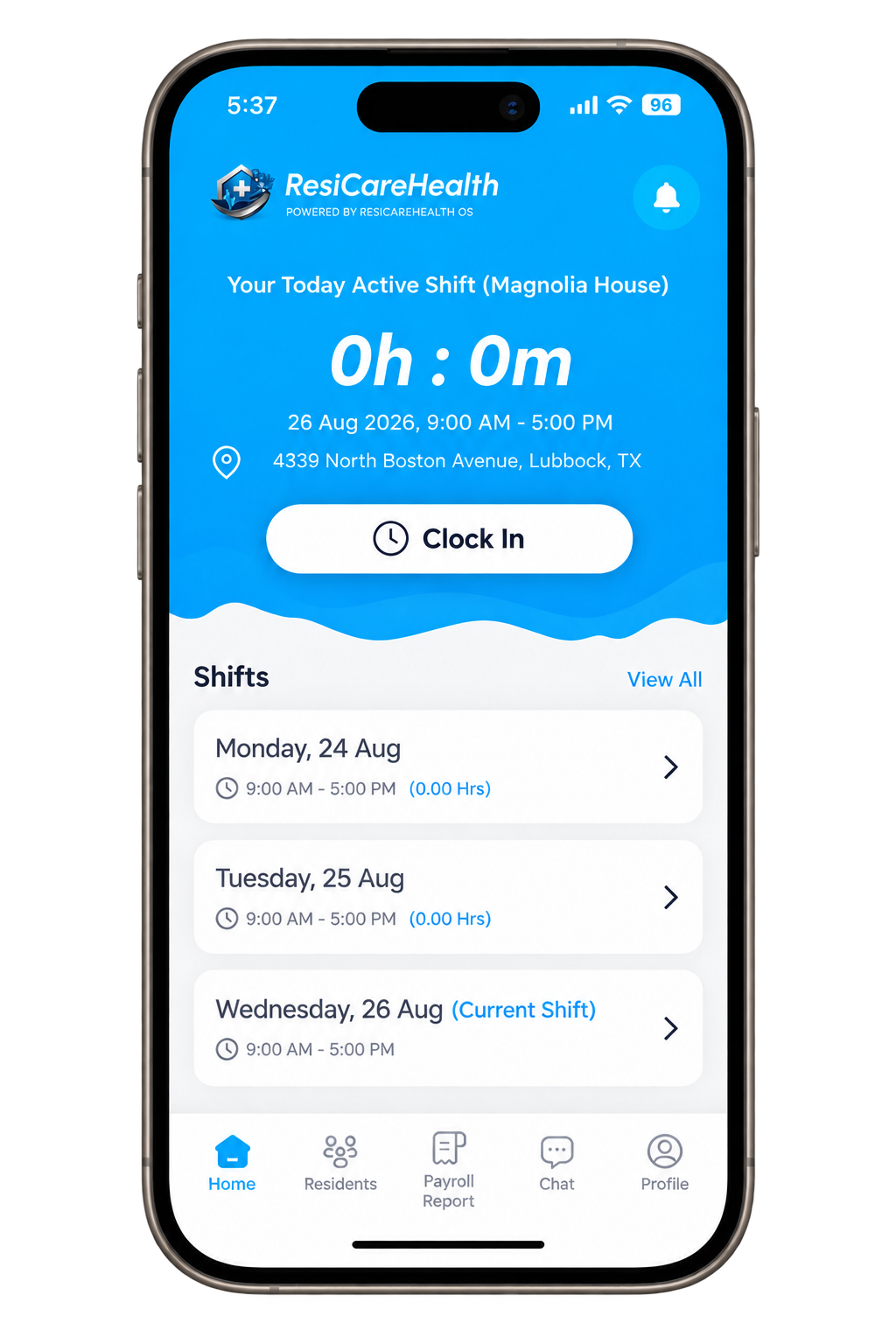 ResiCareHealth Caregiver Mobile Application